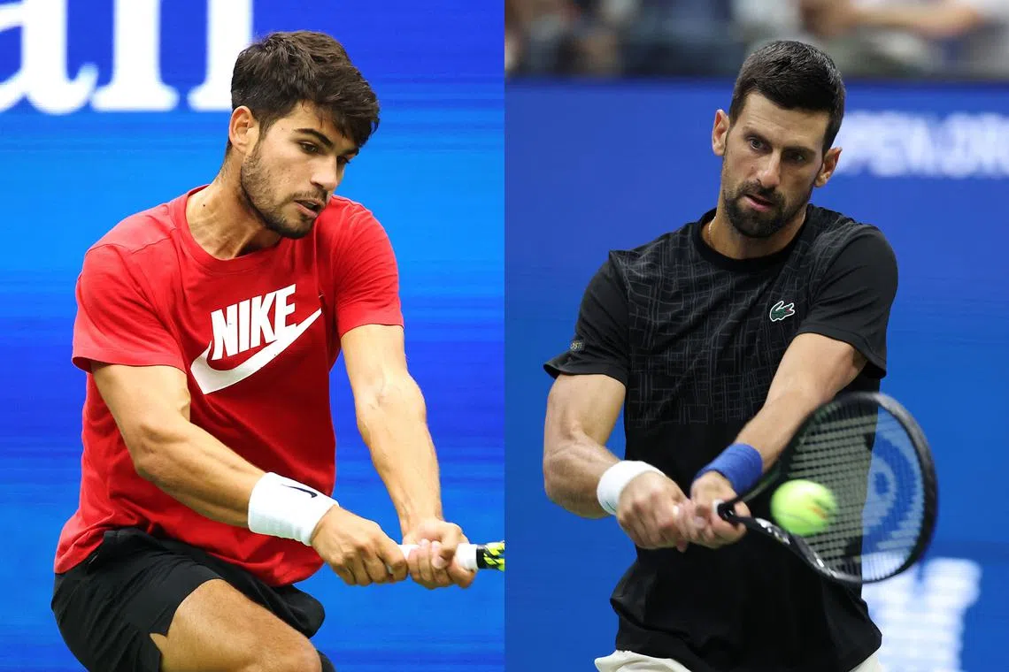 Carlos Alcaraz (left), the 2022 US Open champion, could meet former world number one Novak Djokovic in the semi-finals.