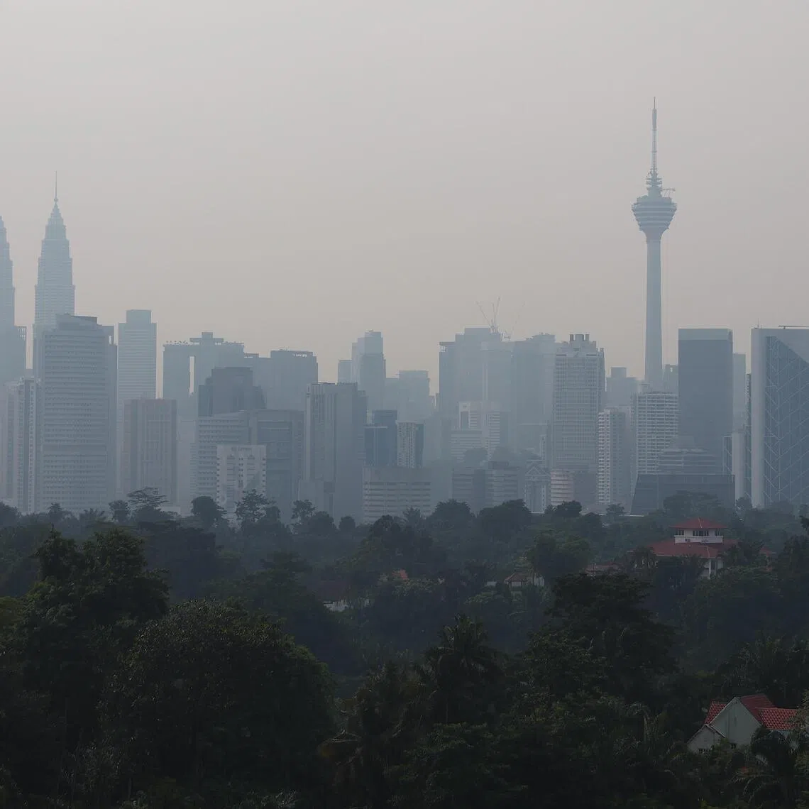 A general view of the city skyline blanketed in haze, in Kuala Lumpur on Aug 13.