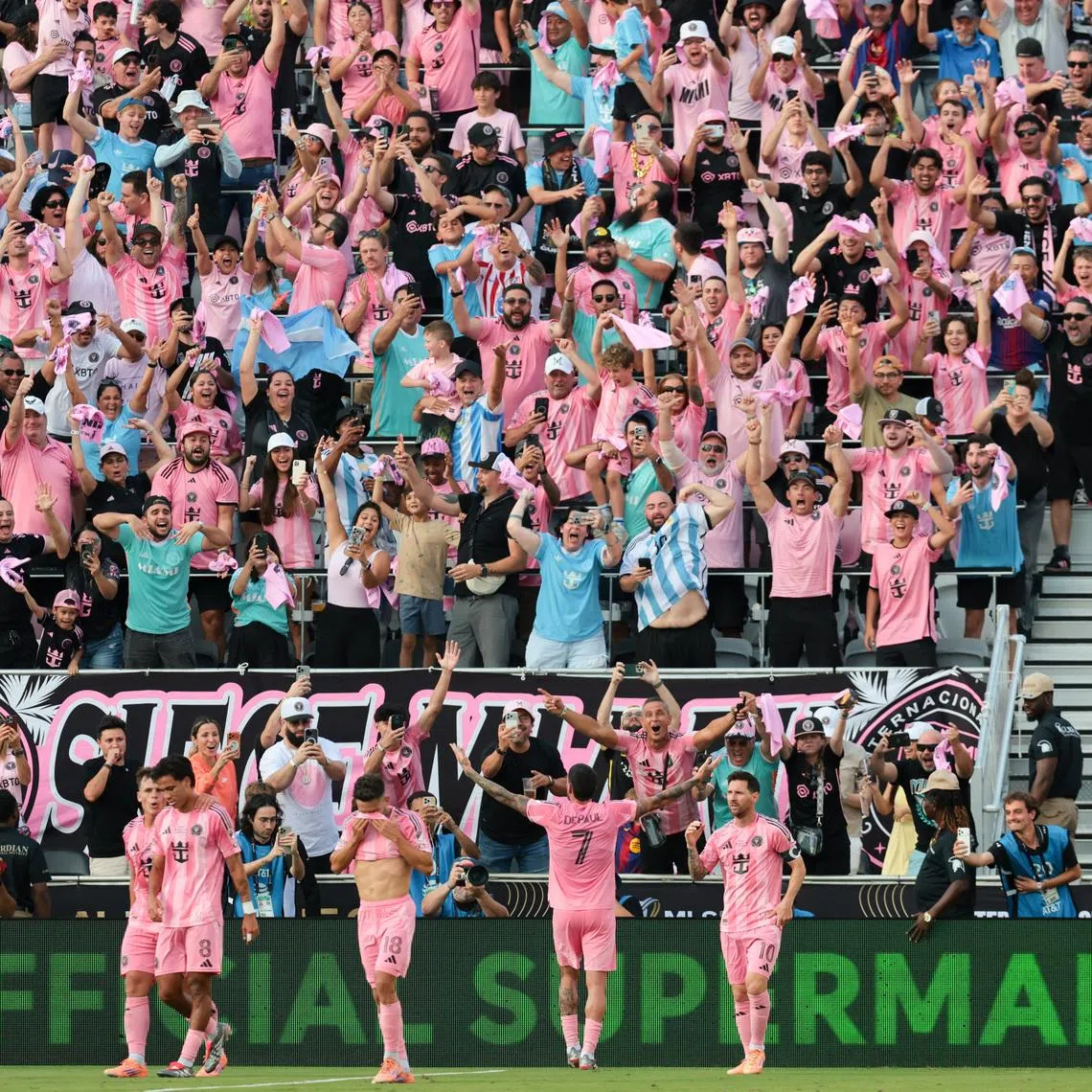 FILE PHOTO: Dec 6, 2025; Fort Lauderdale, Florida, USA; Inter Miami midfielder Rodrigo de Paul (7) celebrates after scoring a goal against the Vancouver Whitecaps FC in the second half during the 2025 MLS Cup at Chase Stadium. Mandatory Credit: Sam Navarro-Imagn Images/ File Photo