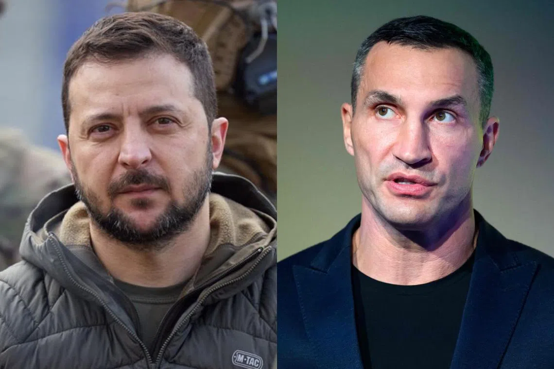 Ukrainian President Volodymyr Zelensky (left) criticised Kyiv Mayor Vitali Klitschko over a poor job setting up emergency shelters.