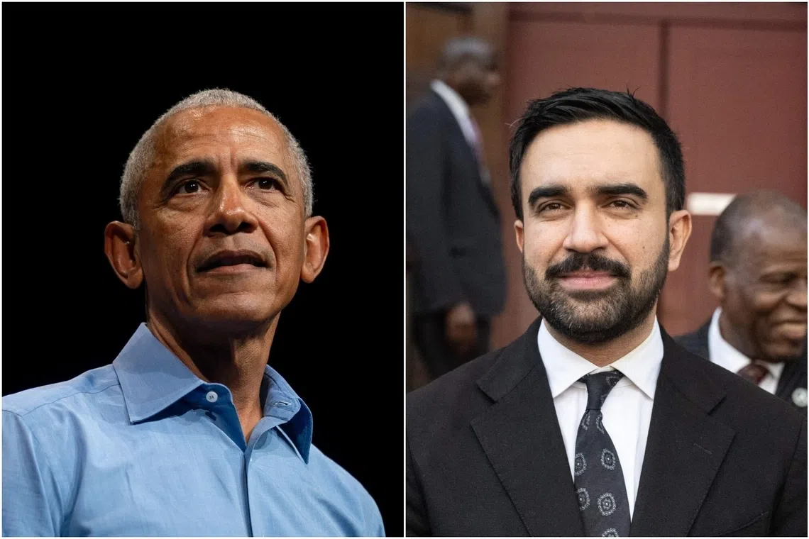Former Democratic President Barack Obama (left) offered to be a “sounding board” if New York mayoral candidate Zohran Mamdani wins the election.