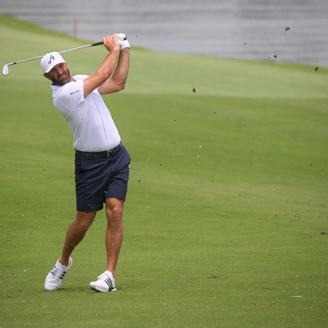Dustin Johnson of 4Aces GC in action during Day 1 of LIV Golf Singapore, at Sentosa?s Serapong Course on March 14, 2025.