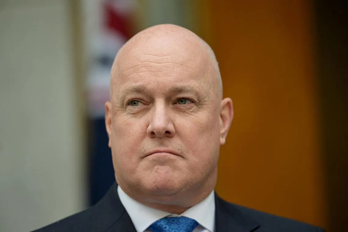 FILE PHOTO: New Zealand's Prime Minister Christopher Luxon attends a press conference with Australia's Prime Minister Anthony Albanese(not pictured) at the Australian Parliament House in Canberra, Australia, August 16, 2024. REUTERS/Tracey Nearmy/File Photo