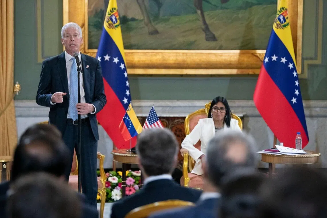 US energy secretary Chris Wright speaks during a meeting with Venezuela’s acting president Delcy Rodriguez at Miraflores Palace in Caracas on Sept 2.