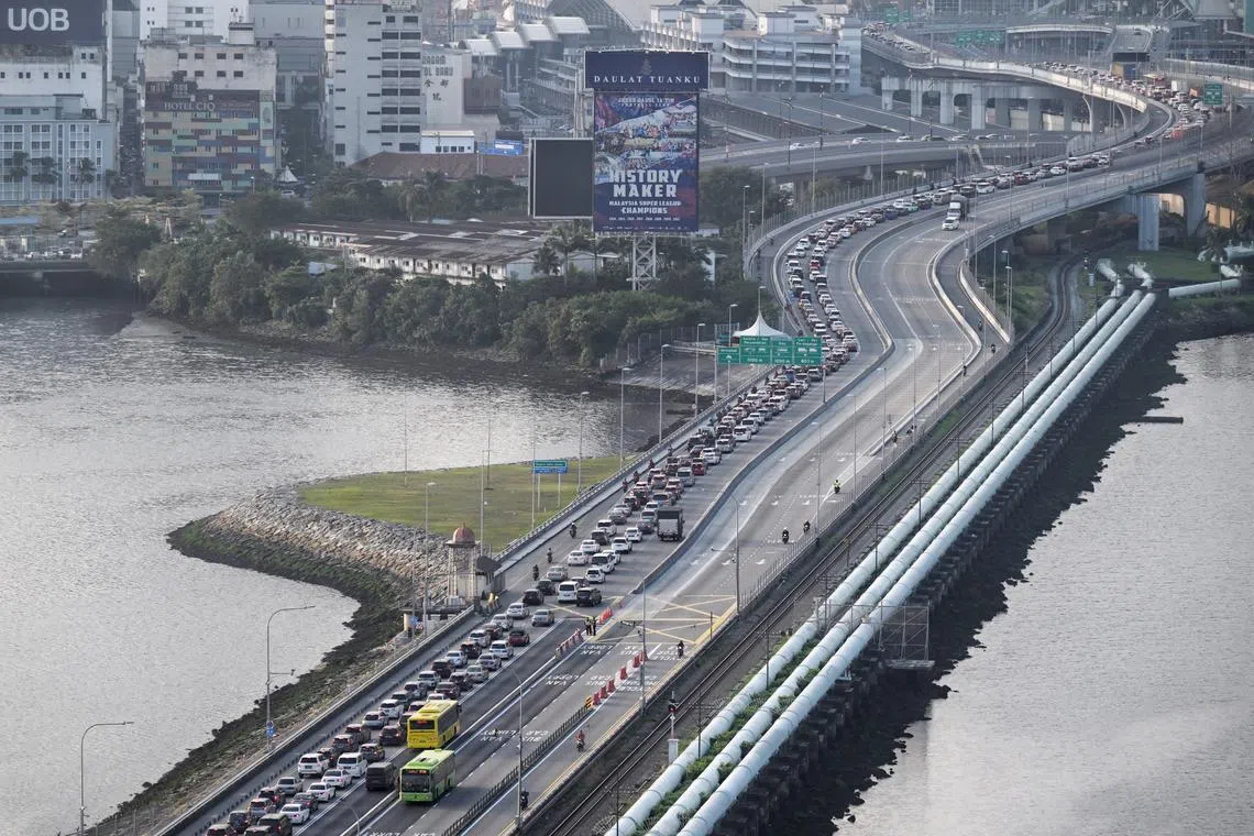 Heavy traffic at the Woodlands Causeway towards Johor Bahru on Sept 1, 2023. Congestion on the Causeway is occasionally a sticking point for travellers from both sides.