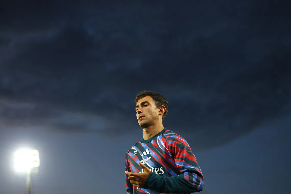 Soccer Football - Carabao Cup - Third Round - Ipswich Town v Arsenal - Portman Road, Ipswich, Britain - September 15, 2026 Arsenal's Martin Zubimendi during the warm up before the match REUTERS/Hannah Mckay/File Photo