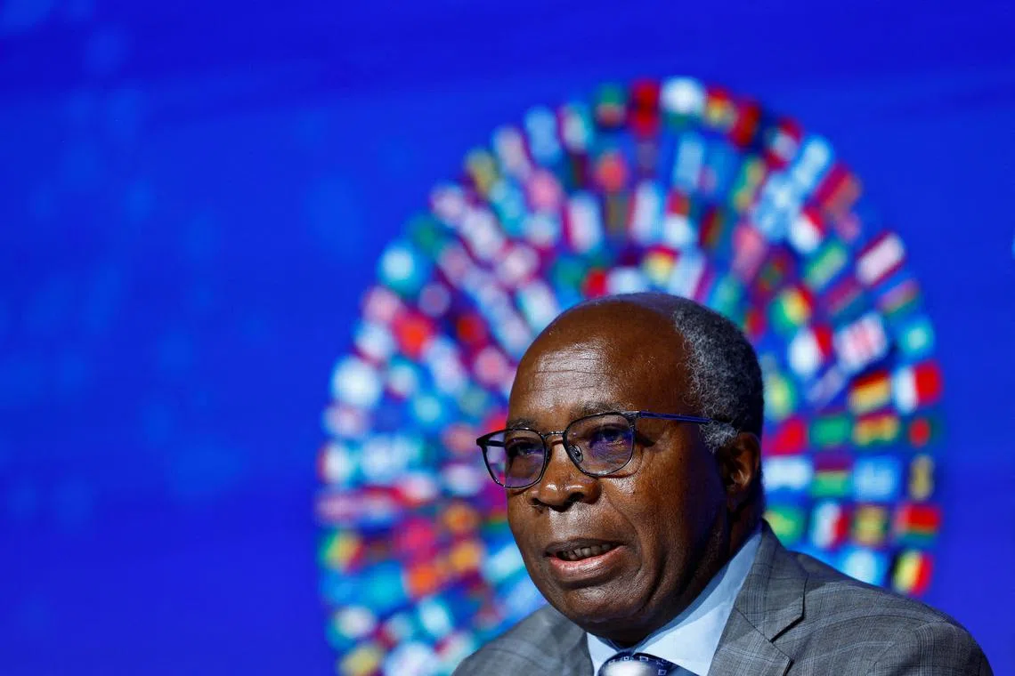 FILE PHOTO: Zambia's Finance Minister Situmbeko Musokotwane takes part in a panel during the annual meeting of the International Monetary Fund and the World Bank in Marrakech, Morocco, October 14, 2023. REUTERS/Susana Vera/File Photo