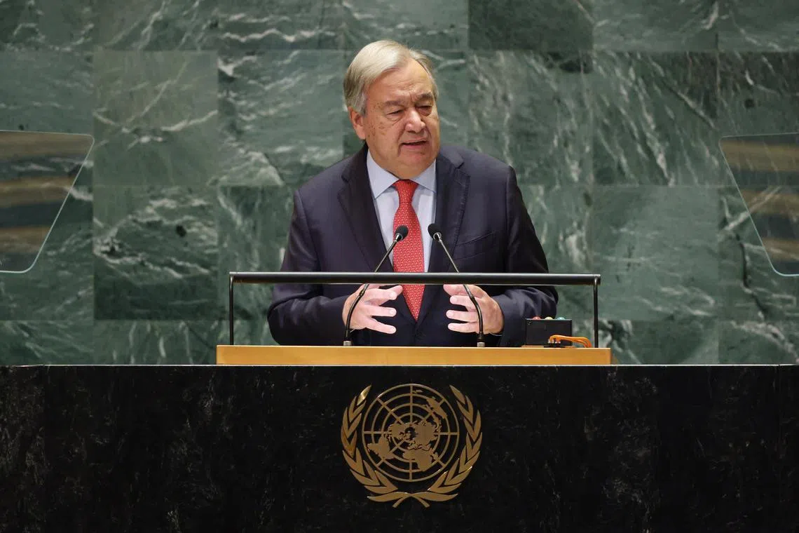 United Nations Secretary-General Antonio Guterres summed up the state of the world as unsustainable, but said the challenges faced could be solved.