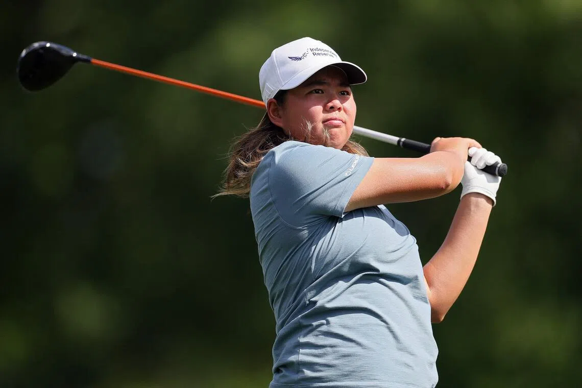 Shannon Tan of Singapore plays her shot from the sixth tee during the first round of The Chevron Championship 2026 at Memorial Park Golf Course on April 23, 2026 in Houston, Texas. 