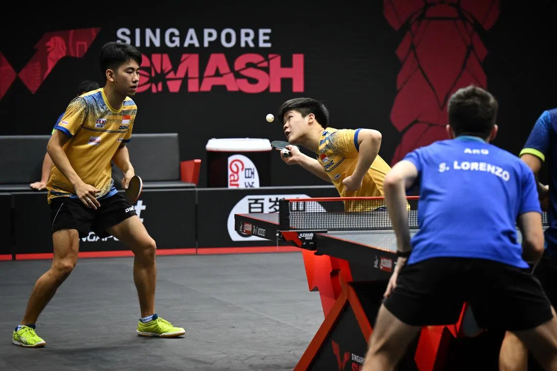 Men's doubles pair Koen Pang (left) and Izaac Quek 