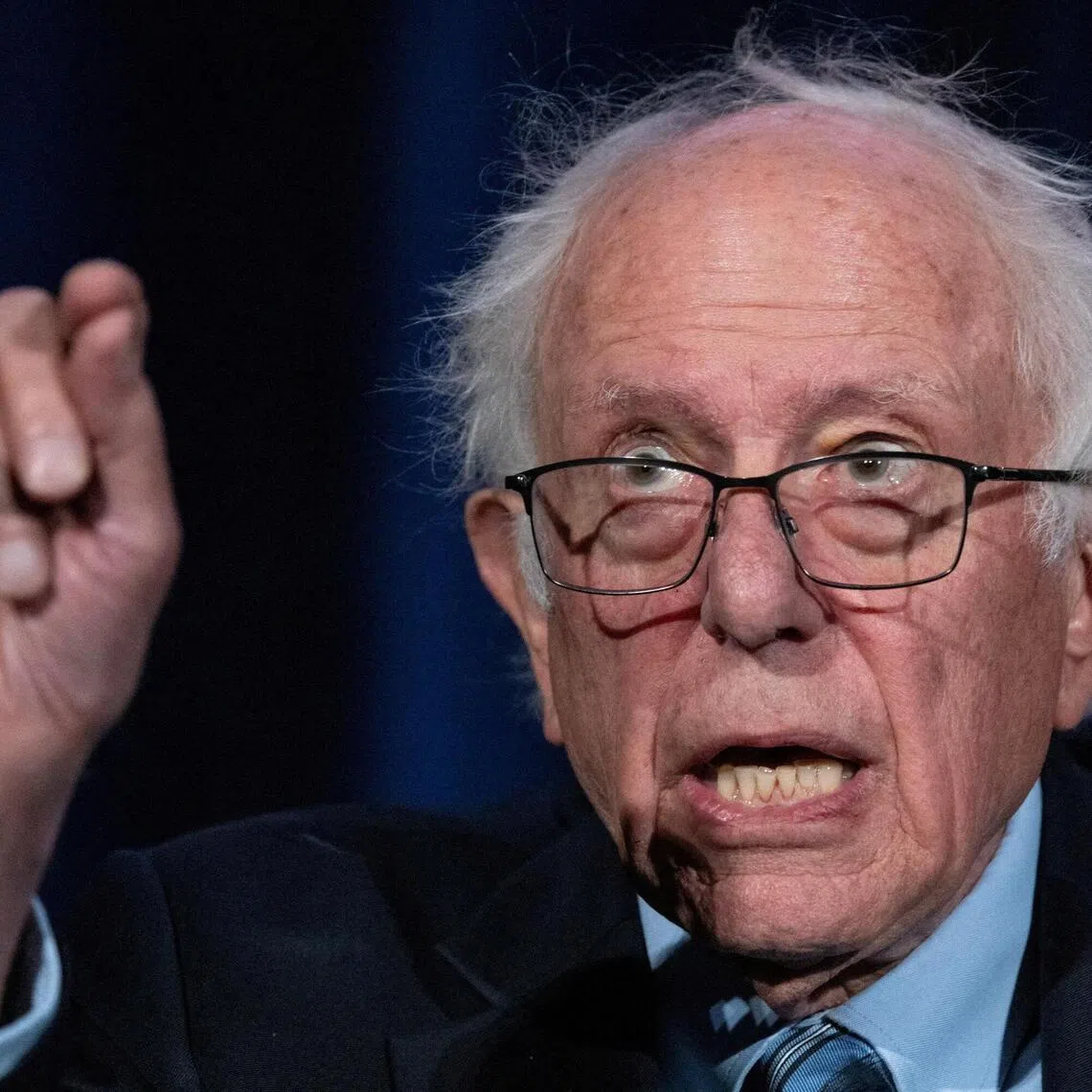 Senator Bernie Sanders speaking at the first Pro-Human Assembly to discuss AI legislation in the US on Sept 15.