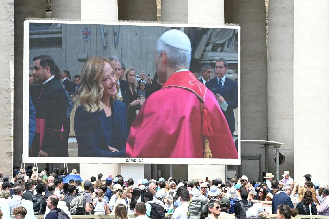 Italian Prime Minister Giorgia Meloni said Pope Leo had confirmed during a phone call with her his willingness to host in the Vatican the next round of negotiations to try to end the war between Russia and Ukraine.