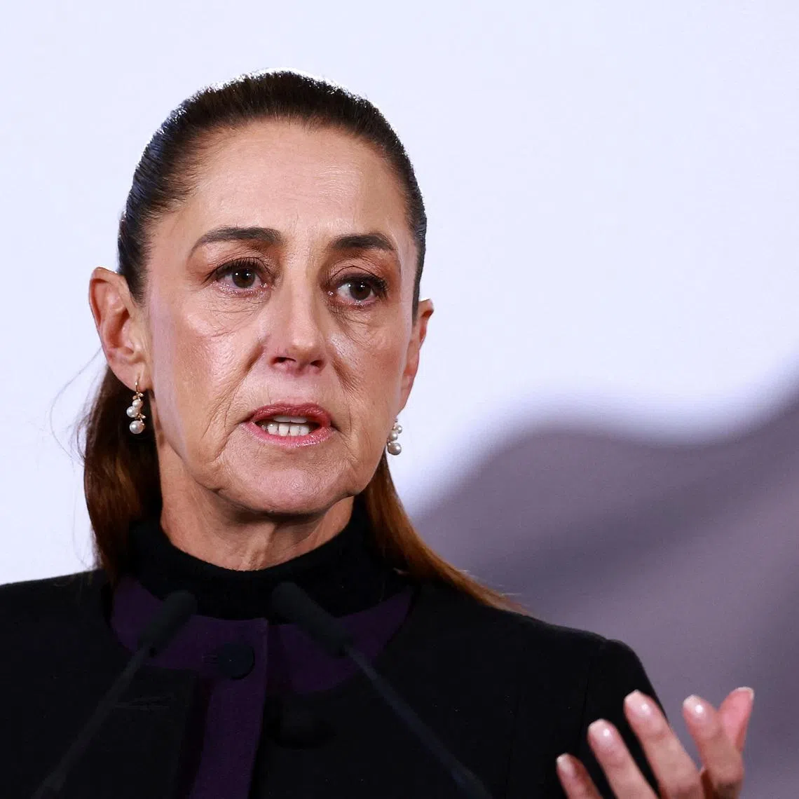 Mexico's President Claudia Sheinbaum speaks during a press conference at Palacio Nacional, in Mexico City, Mexico, February 23, 2026. REUTERS/Raquel Cunha