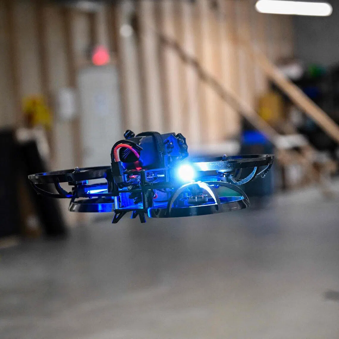 A drone is seen during a demonstration on how to neutralise a shooter at a school, at the headquarters of startup Campus Guardian Angel, on May 8, in Austin, Texas. 