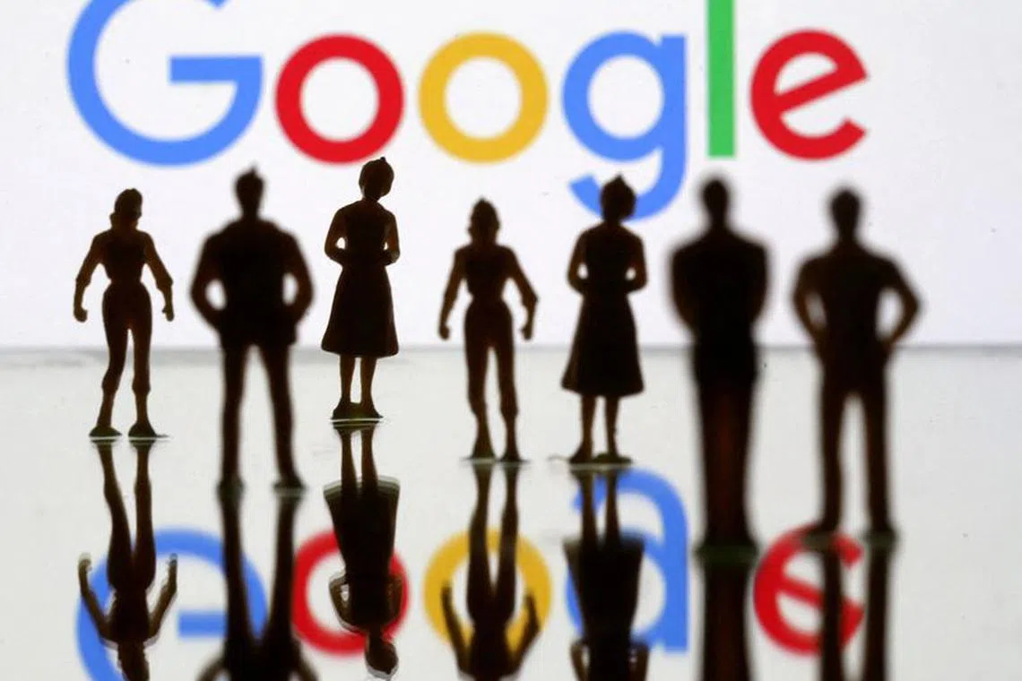 FILE PHOTO: Small toy figures are seen in front of Google logo in this illustration picture, April 8, 2019. REUTERS/Dado Ruvic/Illustration/File Photo