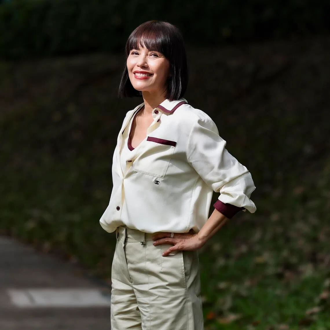 Portrait of actress Zoe Tay outside Ulu Pandan Community Club on April 16, 2026. ST PHOTO: BRIAN TEO