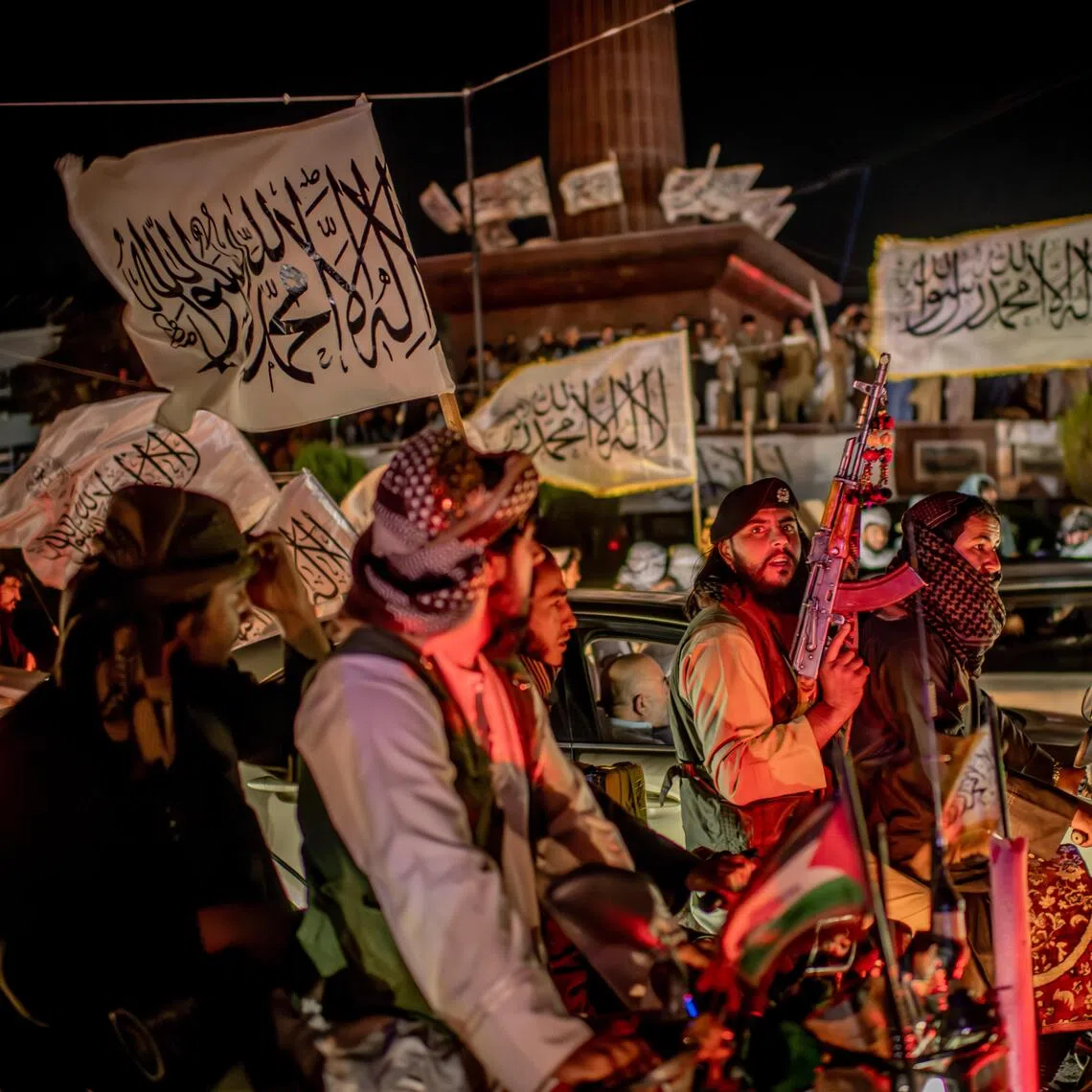 Afghans celebrating the fifth anniversary of the Taliban’s return to power in Kabul, Afghanistan, on Aug 14.