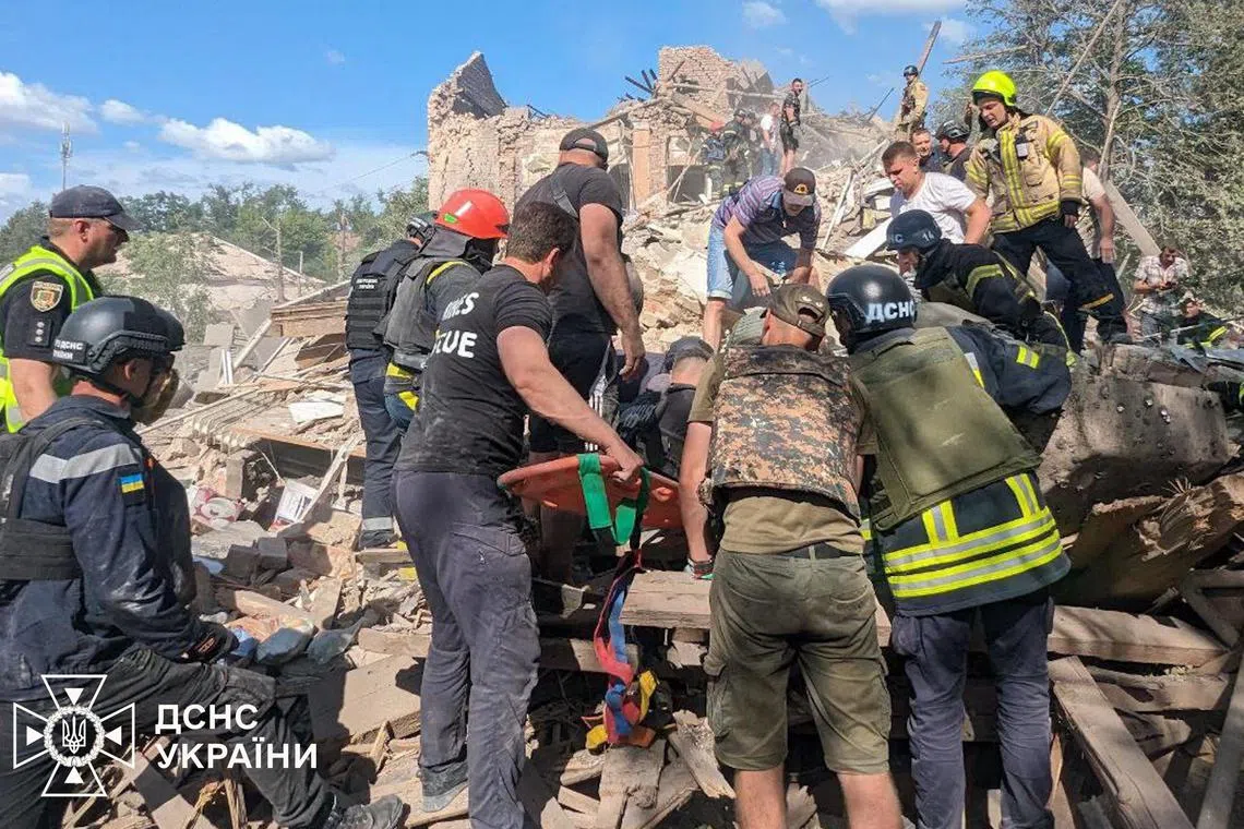 Photos of the scene of Russia's attack on Kryvyi Rih, in southern Ukraine, were posted on social media app X by Ukrainian President Volodymyr Zelensky.