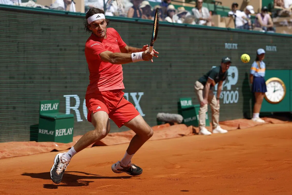 Stefanos Tsitsipas during his Monte Carlo Masters quarter-final clash with Karen Khachanov.