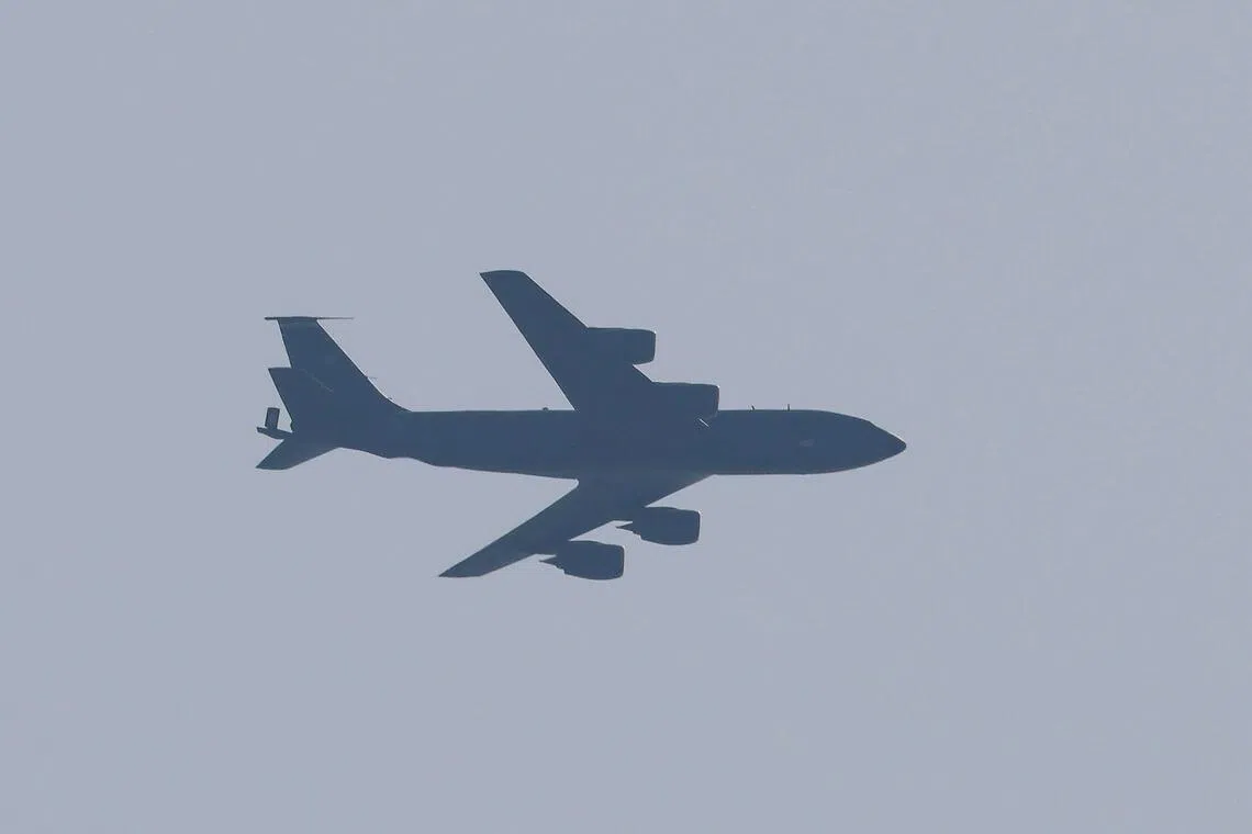 A US Boeing KC-135 Stratotanker aerial-refuelling aircraft flying over Tel Aviv on March 4.