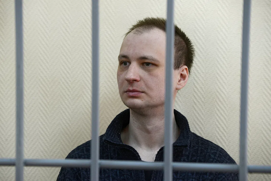 Former US Marine Robert Gilman attending a court hearing in Russia in April 2026. Gilman is reported to be in a catatonic-like state assessed as a “dissociative stupor”.