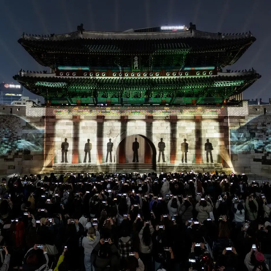 BTS' media facade installation at Sungnyemun, a 14th-century gate in Seoul, drew many overseas visitors.