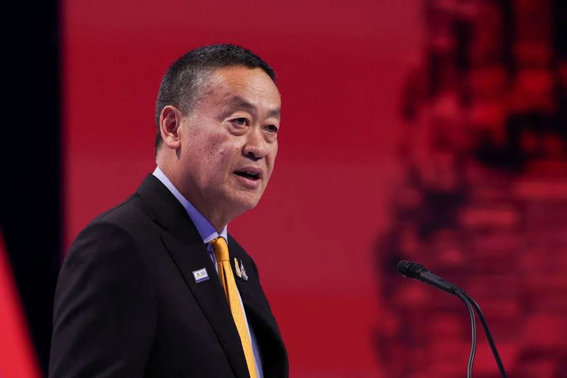 Srettha Thavisin, Prime Minister of Thailand, speaks at the Asia-Pacific Economic Cooperation (APEC) CEO Summit in San Francisco, California, U.S., November 15, 2023. REUTERS/Carlos Barria/File photo