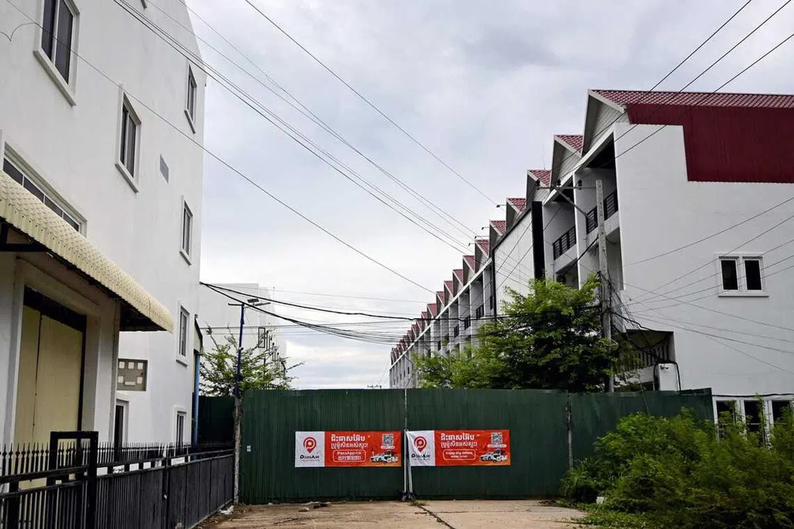 A housing complex in Poipet in northwestern Cambodia, which is believed to have housed Japanese nationals who were involved in phone scams.