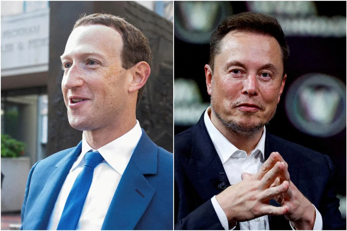 Mr Mark Zuckerberg (left) said that Mr Elon Musk’s delays and excuses had rendered the discussion moot. 