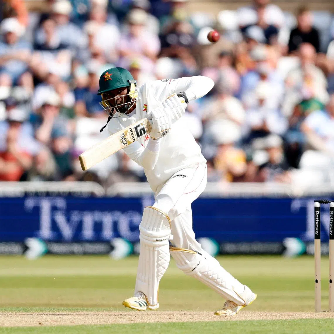 Cricket - International Test Match Series - England v Zimbabwe - Trent Bridge, Nottingham, Britain - May 23, 2025 Zimbabwe's Tafadzwa Tsiga in action Action Images via Reuters/Peter Cziborra