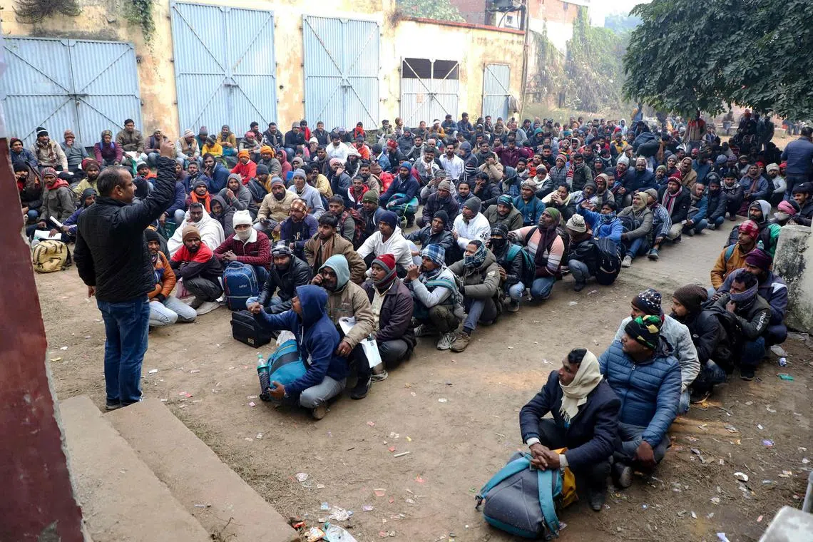 Indian workers gather to seek employment in Israel during a recruitment drive at the Industrial Training Institute (ITI) in Lucknow, capital of India's Uttar Pradesh state on January 25, 2024. According to the Indian embassy website, there are around 18,000 to 20,000 Indian citizens in Israel "primarily caregivers, employed by Israeli elders to take care of them; diamond traders, IT professionals, and students." (Photo by Naeem ANSARI / AFP)