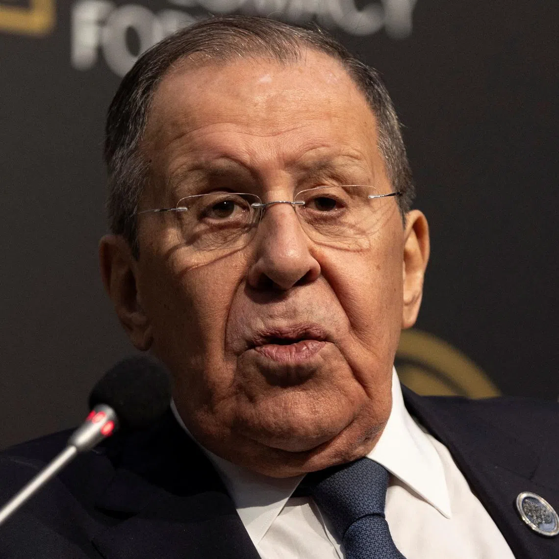 FILE PHOTO: Russian Foreign Minister Sergei Lavrov speaks during a session at Antalya Diplomacy Forum in Antalya, Turkey, April 18, 2026. REUTERS/Umit Bektas/File Photo