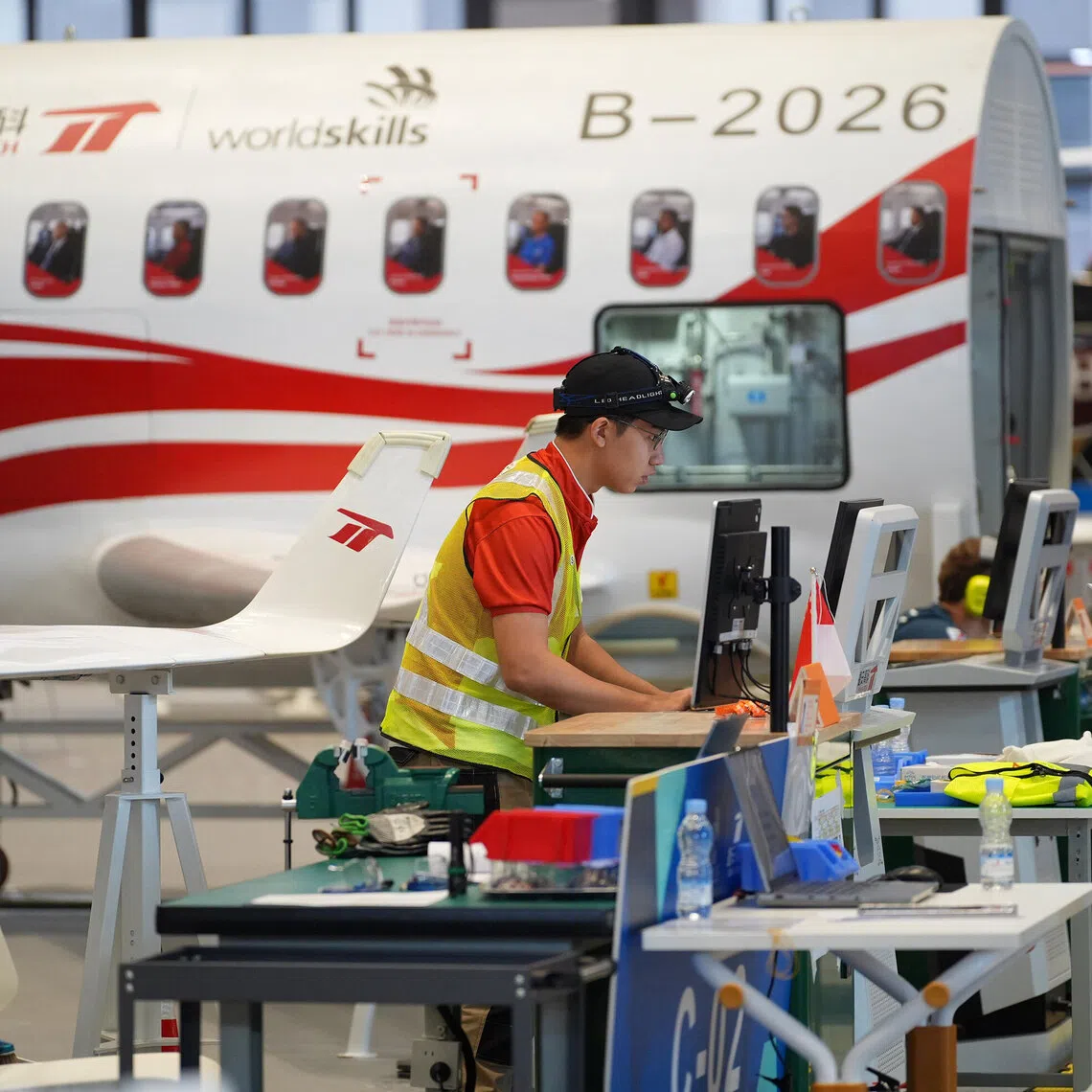 For aircraft maintenance competitor Aidan Wong, 21, there is no time during the contest for toilet or water breaks.