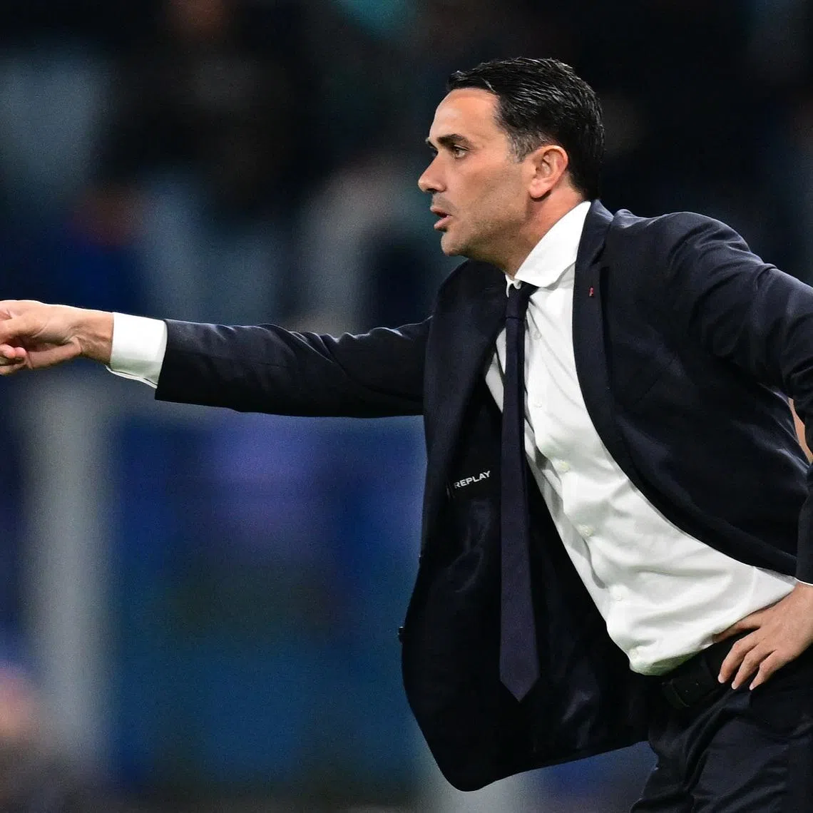 Soccer Football - Coppa Italia - Semi Final - Second Leg - Atalanta v Lazio - New Balance Arena, Bergamo, Italy - April 22, 2026 Atalanta coach Raffaele Palladino reacts REUTERS/Daniele Mascolo
