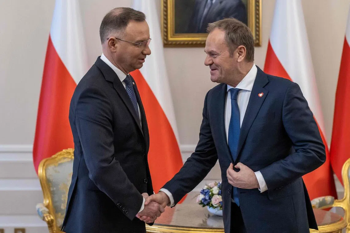 President Andrzej Duda (left) and PM Donald Tusk are at loggerheads over issues ranging from abortion to judicial reform. 