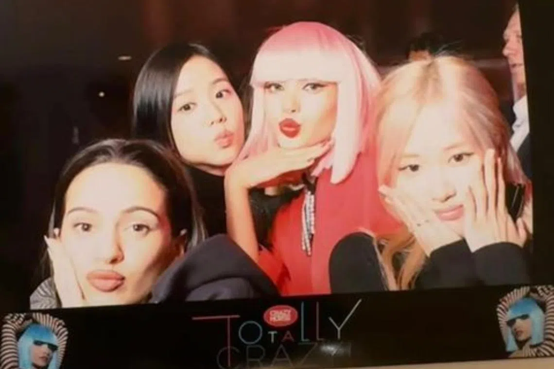 Spanish singer-songwriter Rosalia (left), Jisoo and Rose (right) attended Lisa's (second from right) Crazy Horse Paris show.