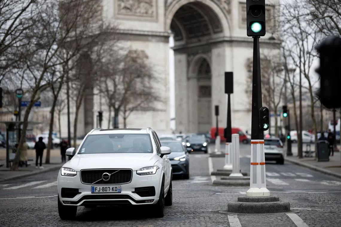 An SUV on a street in Paris. Parisians are set to vote on raising the parking fees for these large vehicles on Feb 4.