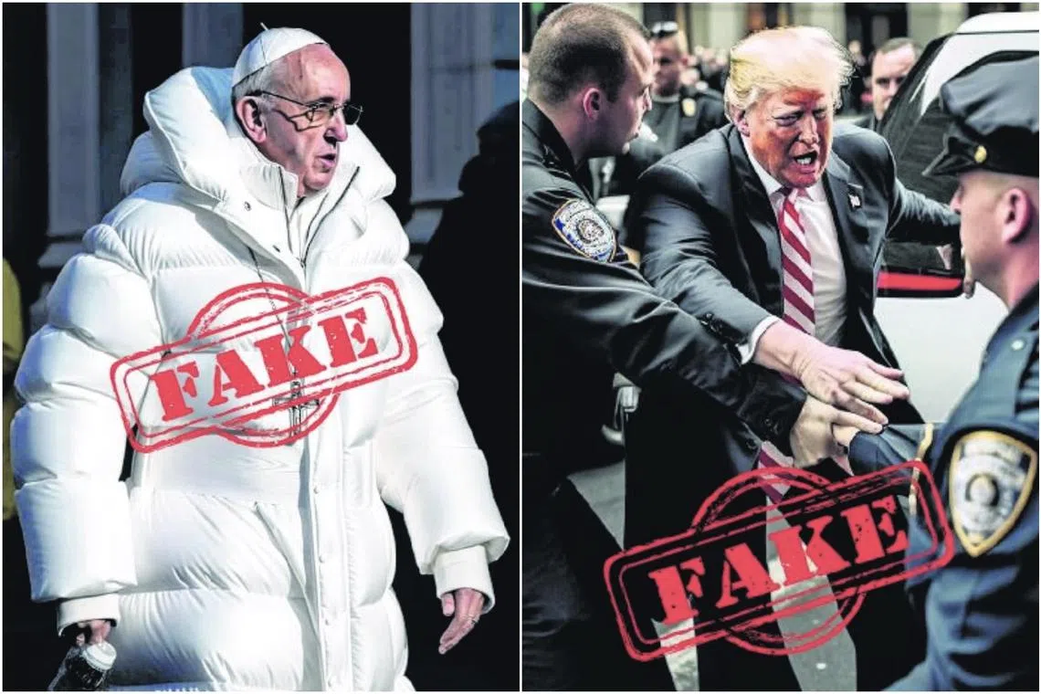 Fake images of Pope Francis in a puffer jacket and former US president Donald Trump's arrest are examples generative AI's ability to produce highly realistic photos.