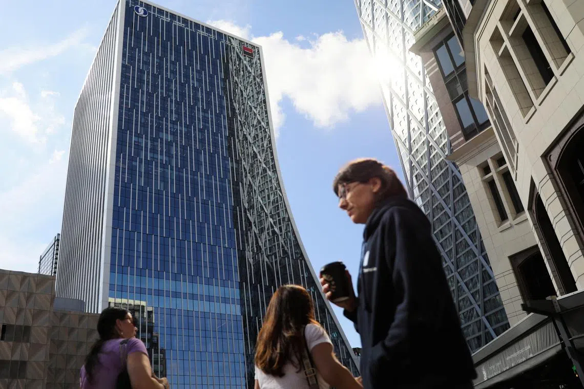People walk past the new headquarters of the European Bank for Reconstruction and Development (EBRD) in Canary Wharf, London, Britain, September 14, 2023. REUTERS/Alishia Abodunde