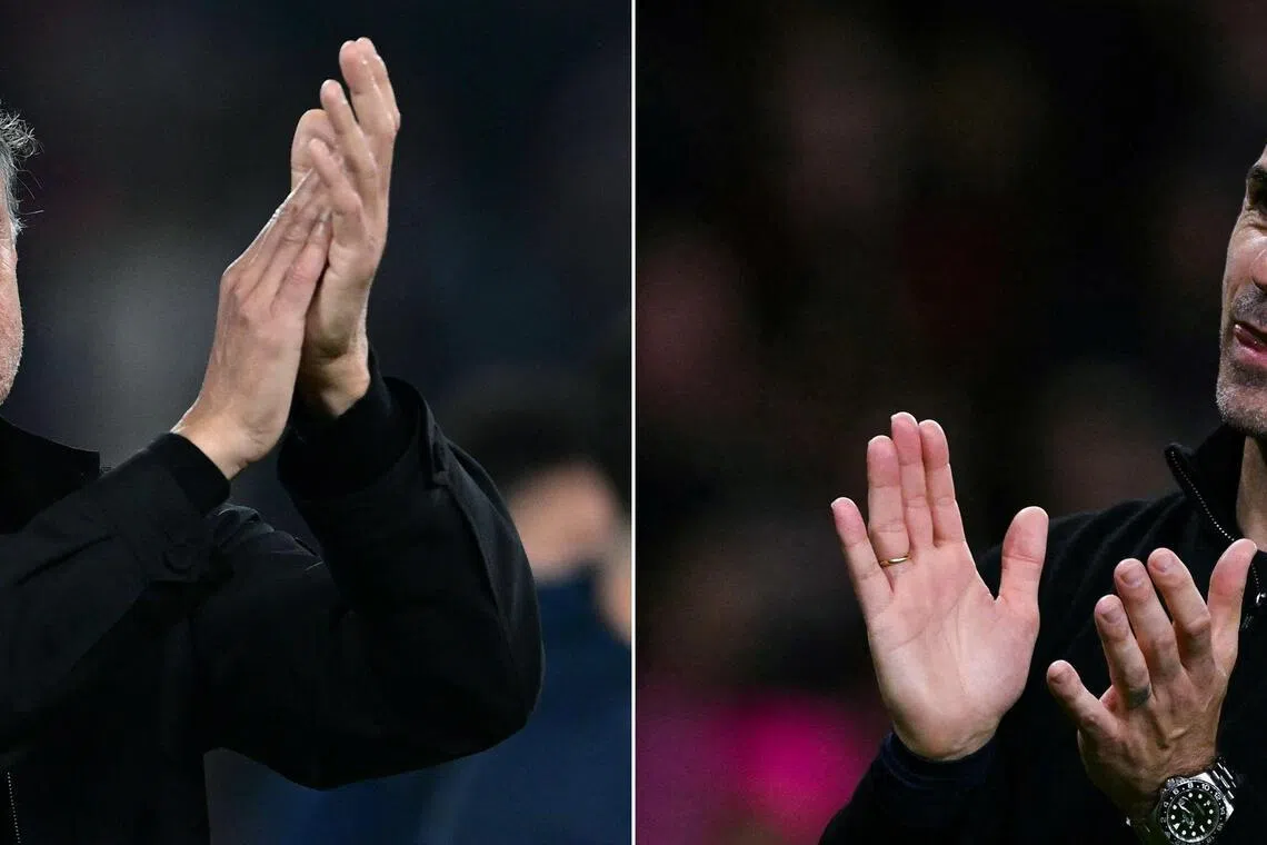Paris Saint-Germain coach Luis Enrique (left) will face off against Mikel Arteta's Arsenal in the Champions League final in Budapest on May, 30, 2026. 
