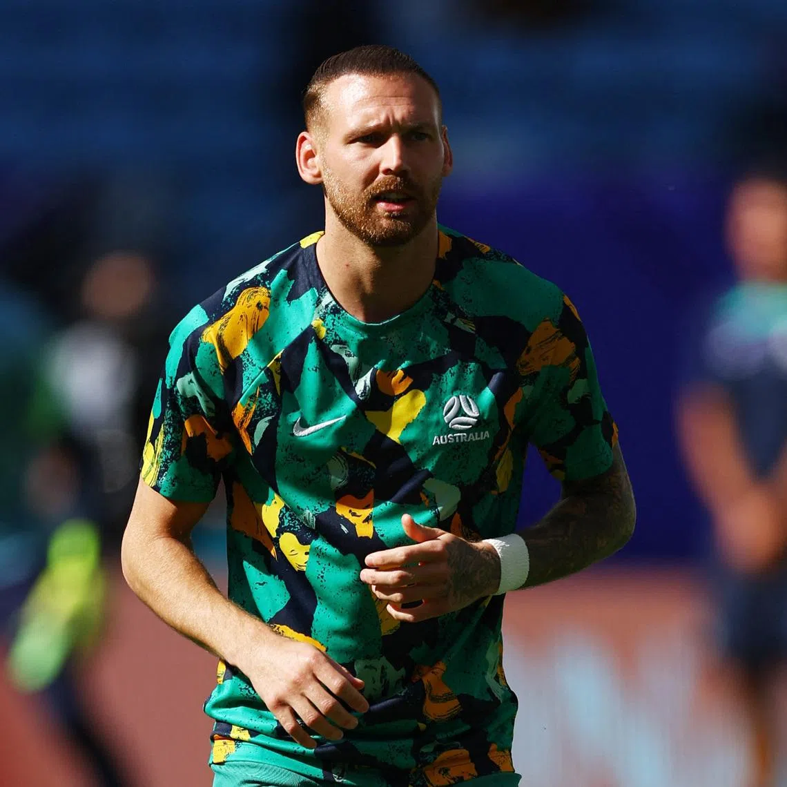 Soccer Football - AFC Asian Cup - Group B - Australia v Uzbekistan - Al Janoub Stadium, Al Wakrah, Qatar - January 23, 2024 Australia's Martin Boyle during the warm up before the match REUTERS/Molly Darlington