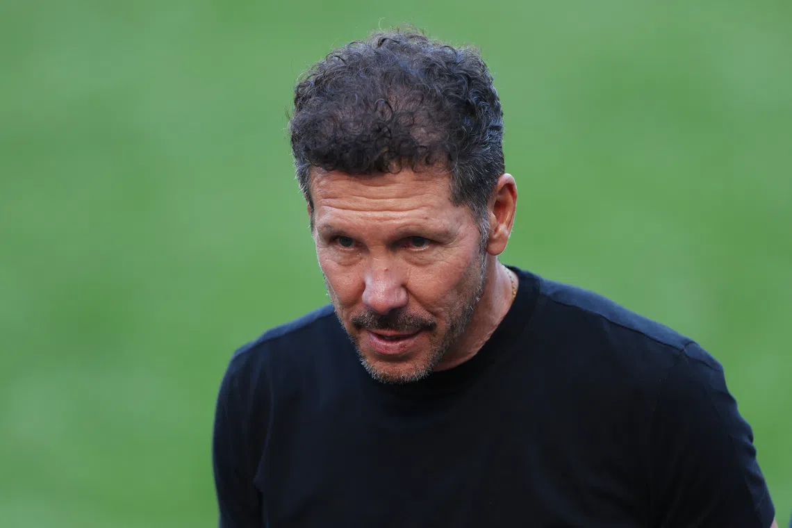 FILE PHOTO: Soccer Football - Friendly - Newcastle United v Atletico Madrid - St James' Park, Newcastle, Britain - August 9, 2025 Atletico Madrid coach Diego Simeone Action Images via Reuters/Lee Smith/File Photo