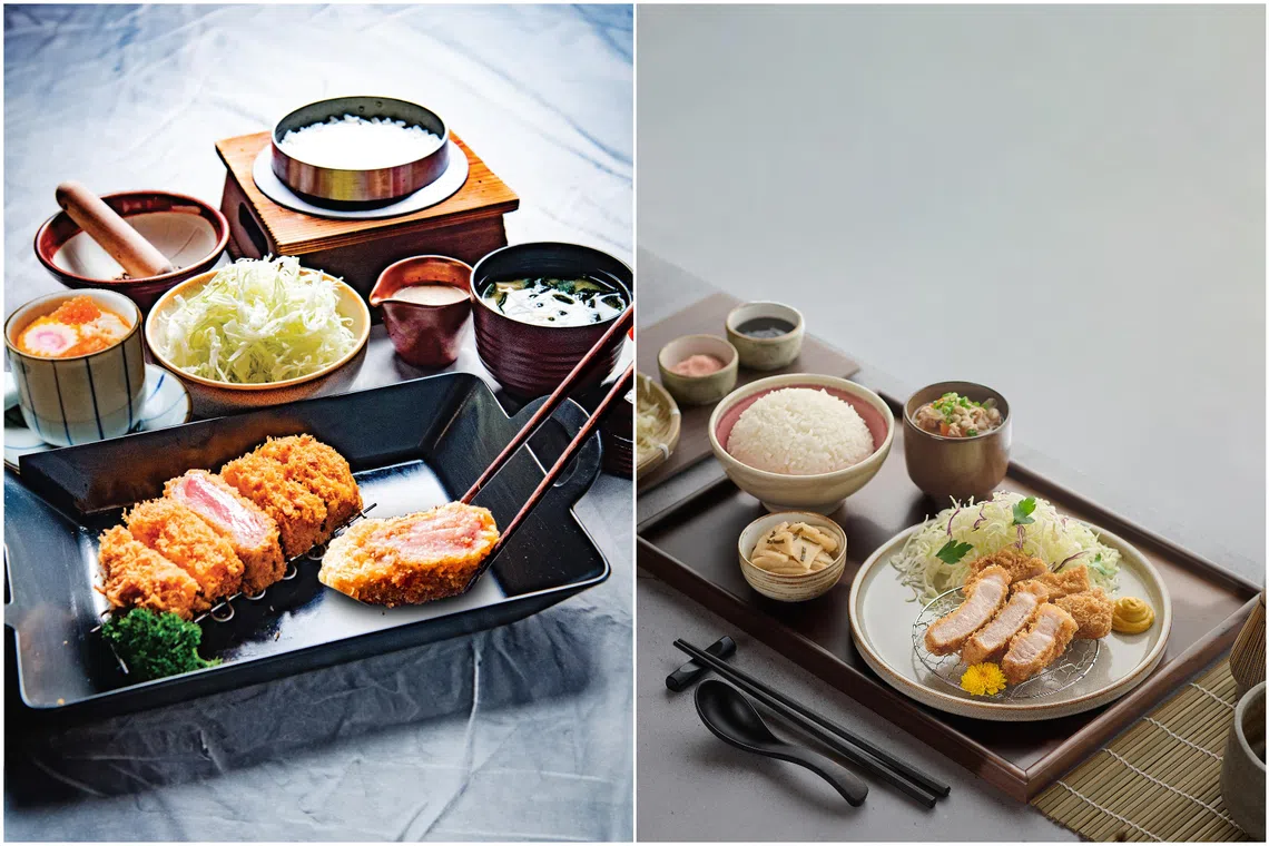 Thick Iberico Loin Katsu Set at Gochiya (left) and Mangalica Hungarian Rosu Katsu at Shin Katsu.