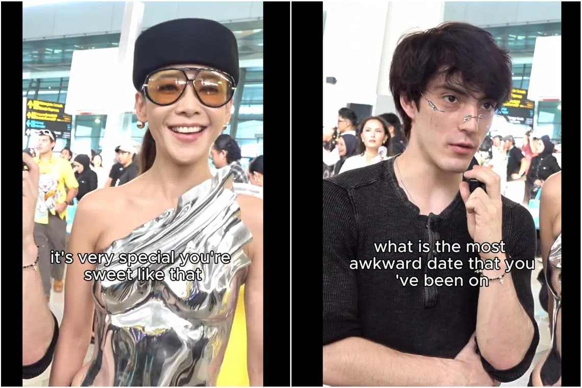Fiona Xie (left) recently appeared in videos from the Tokyo Sims TikTok street interview series hosted by Kole Sims (right).