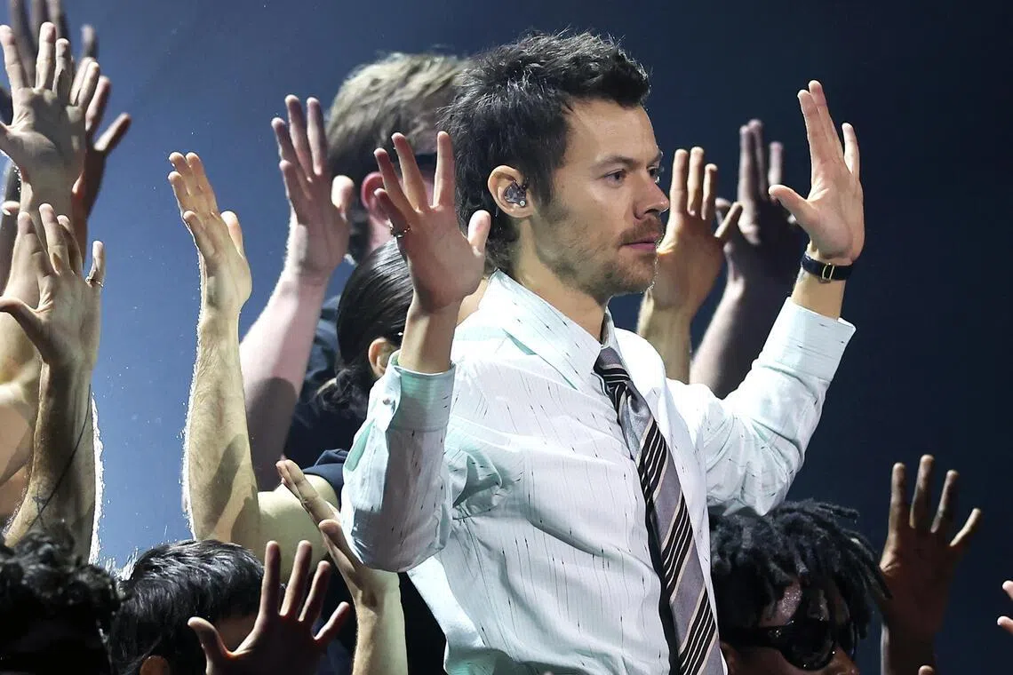 Harry Styles performs during the 2026 BRIT Awards live show in Manchester on Feb 28.