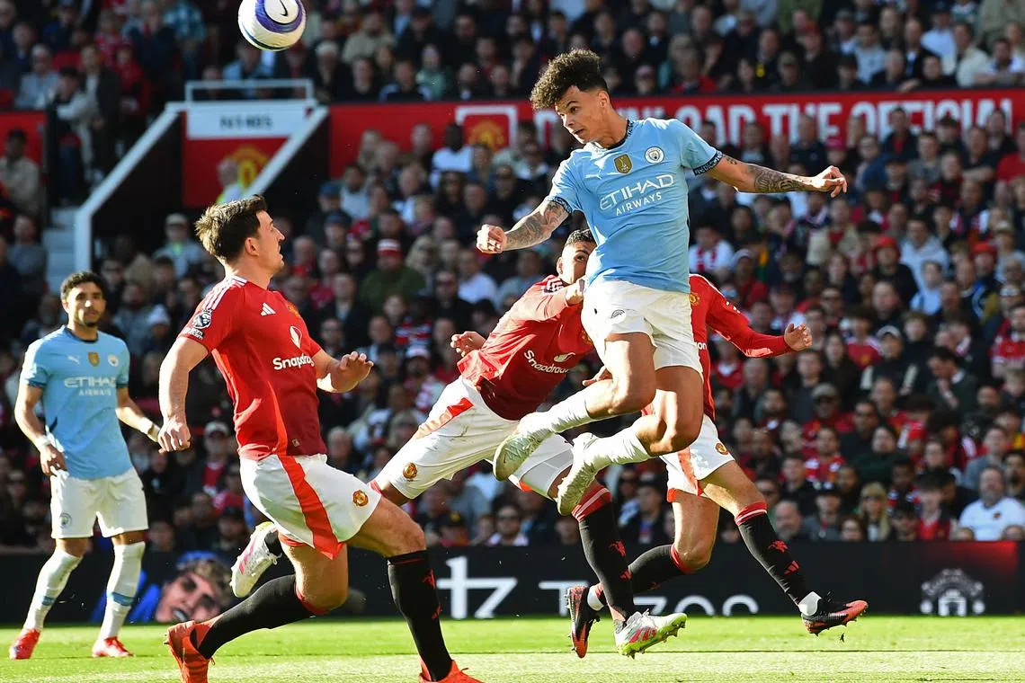 Soccer Football - Premier League - Manchester United v Manchester City - Old Trafford, Manchester, Britain - April 6, 2025  Manchester City's Nico O'Reilly in action REUTERS/Peter Powell EDITORIAL USE ONLY. NO USE WITH UNAUTHORIZED AUDIO, VIDEO, DATA, FIXTURE LISTS, CLUB/LEAGUE LOGOS OR 'LIVE' SERVICES. ONLINE IN-MATCH USE LIMITED TO 120 IMAGES, NO VIDEO EMULATION. NO USE IN BETTING, GAMES OR SINGLE CLUB/LEAGUE/PLAYER PUBLICATIONS. PLEASE CONTACT YOUR ACCOUNT REPRESENTATIVE FOR FURTHER DETAILS..
