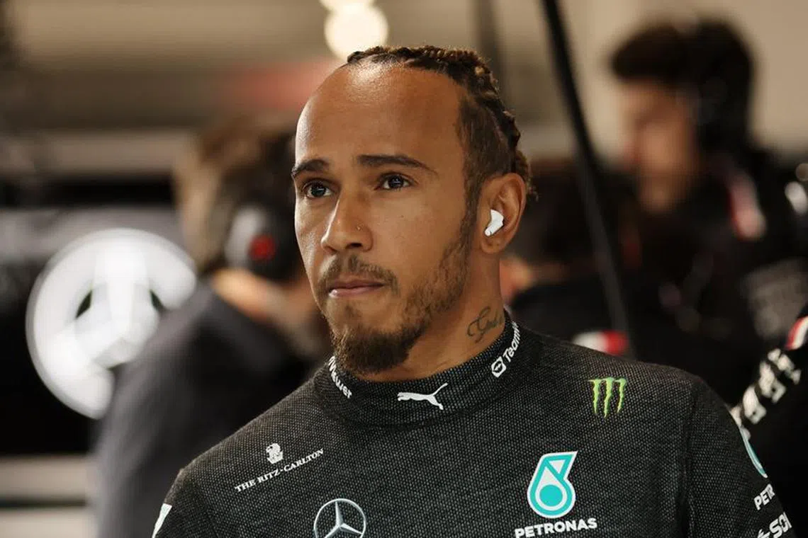 FILE PHOTO: Formula One F1 - Las Vegas Grand Prix - Las Vegas Strip Circuit, Las Vegas, Nevada, U.S - November 17, 2023 Mercedes' Lewis Hamilton ahead of practice REUTERS/Mike Blake/File Photo
