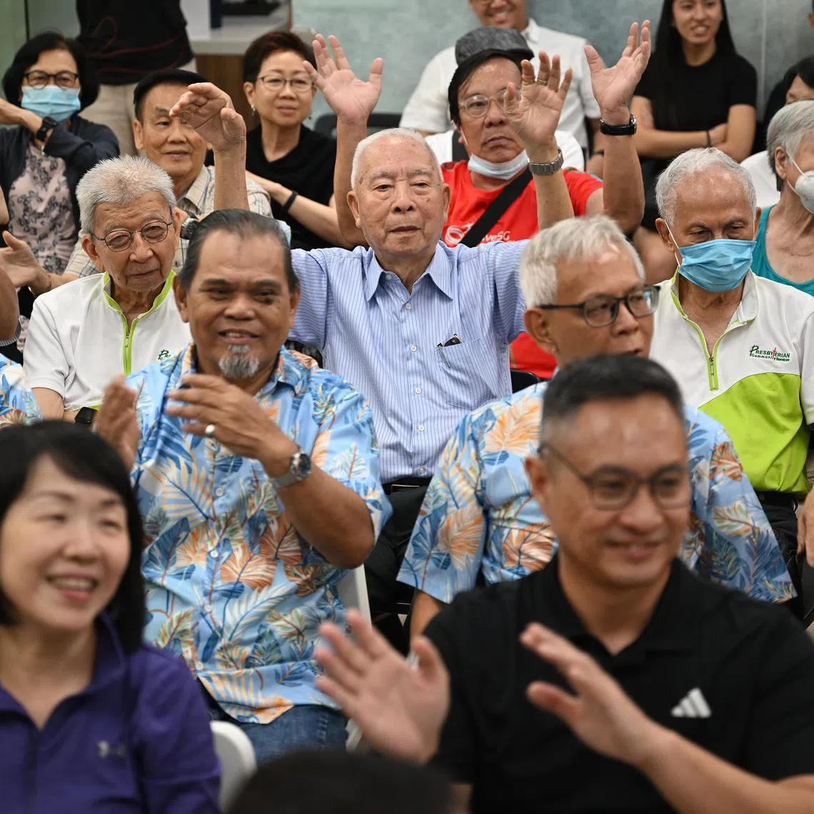 Senior citizens participate in a mass exercise at Esther Active Ageing Centre. Singapore is preparing for a super-aged society by 2030.