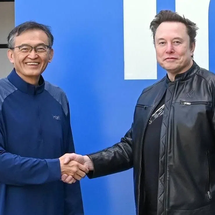 Intel's CEO Lip-Bu Tan (left) has praised Tesla CEO Elon Musk for his track record of re-imagining entire industries.
