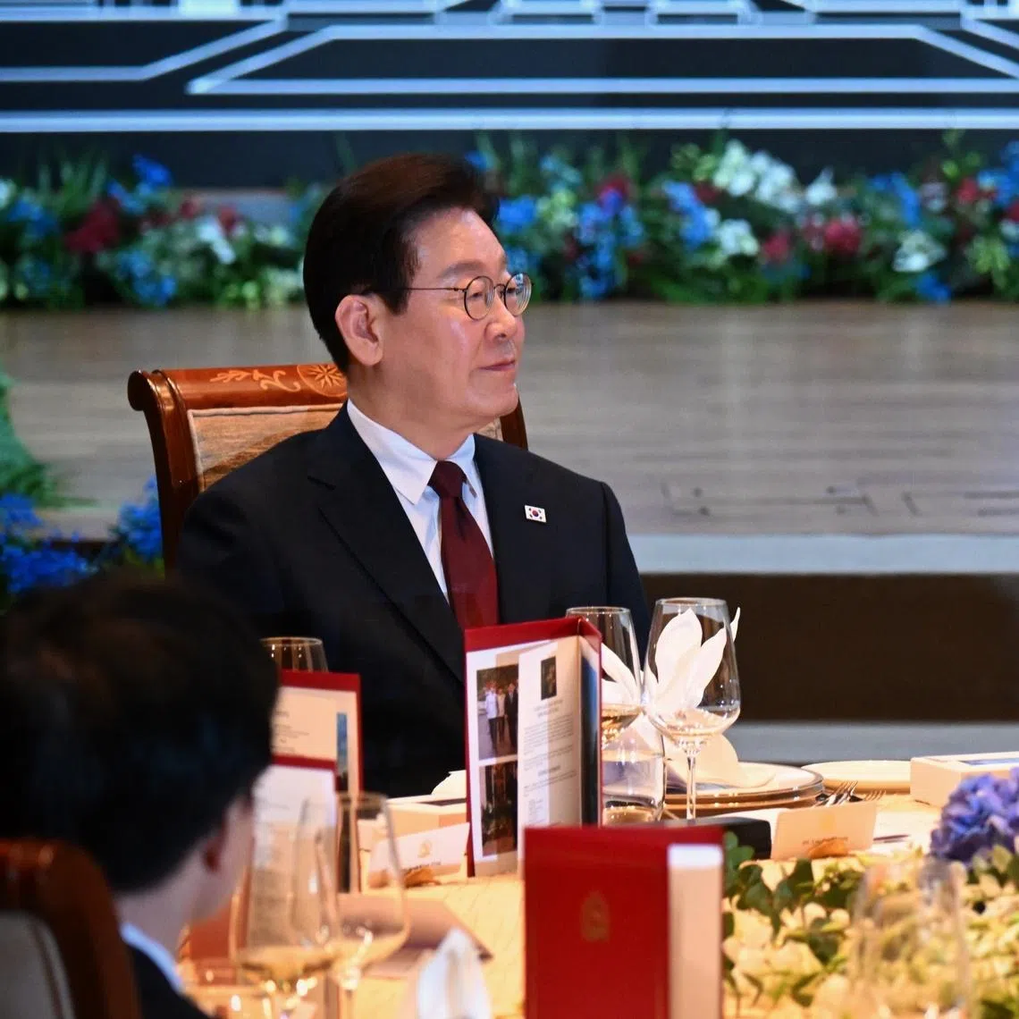 President Tharman Shanmugaratnam (right) hosting a state banquet in honour of visiting South Korean President Lee Jae Myung on March 2.